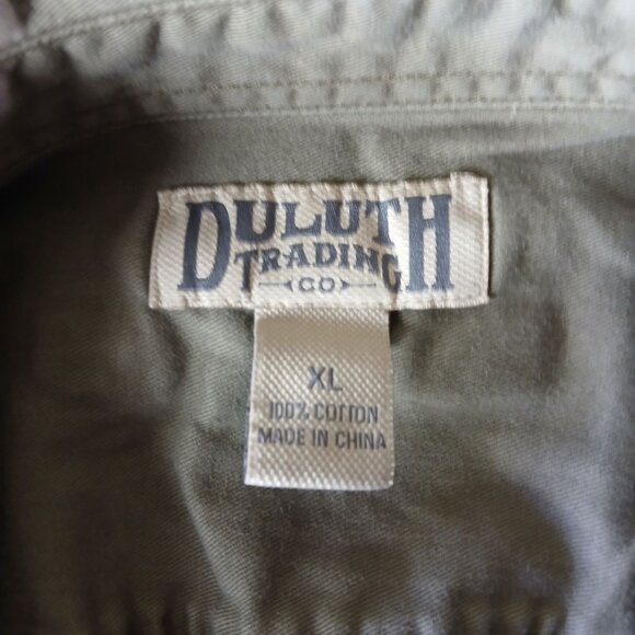 Duluth Trading Mens XL Brown Long Sleeve Utility Shirt Cotton Button Up Pockets - Picture 12 of 14